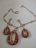 Set ROSU bijuterii dama RED -placat cu Aur 18k si Swarovski