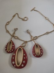 Set ROSU bijuterii dama RED -placat cu Aur 18k si Swarovski