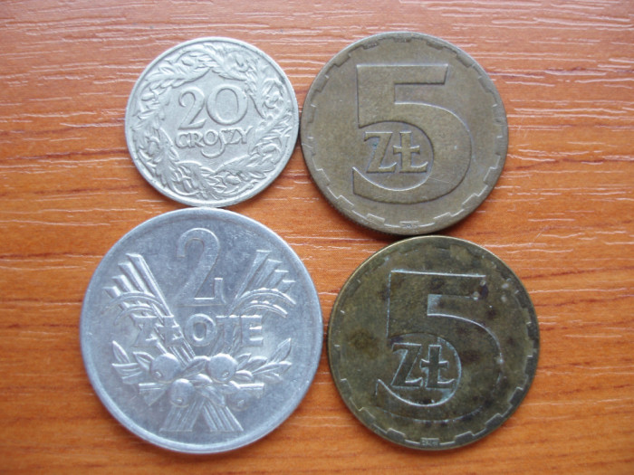 POLONIA - LOT 20 Groszy 1923 + 2 Złote 1973 + 5 Złotych 1975+1977 , LM1.49