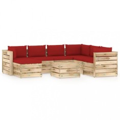Set mobilier de gradina cu perne, 8 piese, lemn verde tratat GartenMobel Dekor foto