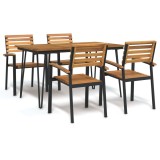 Cumpara ieftin Set mobilier de grădină, 5 piese, lemn masiv de acacia și metal
