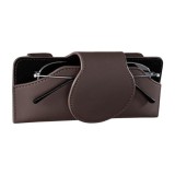 Etui pentru ochelari, Suport auto pentru ochelari cu fixare la parasolar Salestore.ro&reg; Inchidere magnetica, Piele ecologica si catifea, Maro