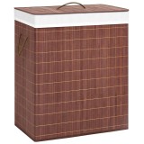 Cumpara ieftin Cos de rufe din bambus cu 2 sectiuni, maro, 100 L