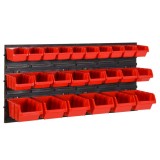 Set rafturi atelier 26 buc. rosu / negru 77x39 cm polipropilena GartenMobel Dekor