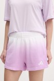 adidas pantaloni scurți din bumbac ALL SZN Dip Dye femei, culoarea violet, cu imprimeu, high waist, JJ4580
