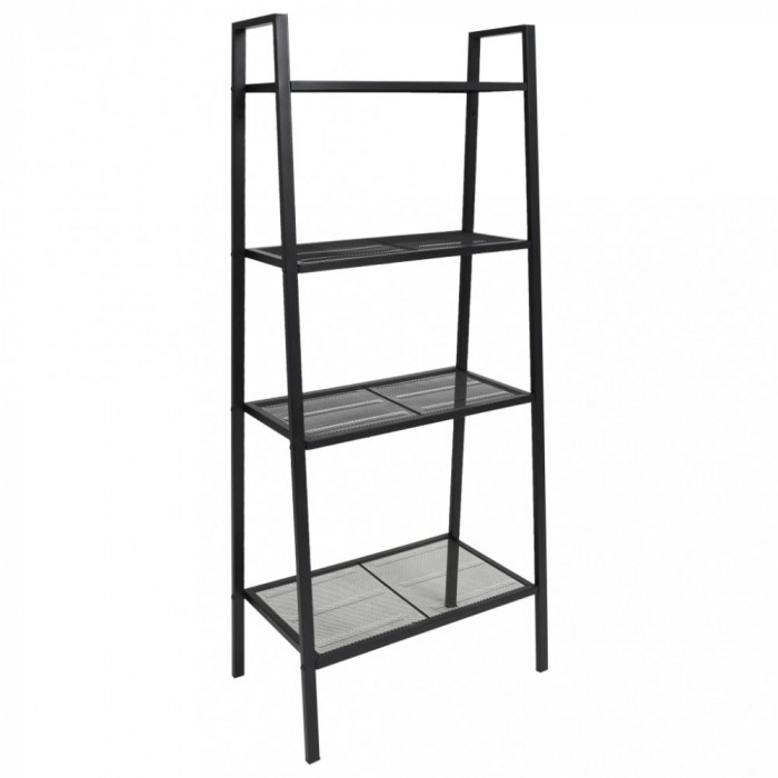 Bibliotecă tip scară, 4 trepte, metal, negru