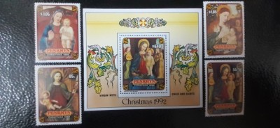Penrhyn-Craciun 1992-arta,pictura Borgognene -serie si colita nestampilate MNH(W 2) foto