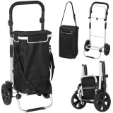 HOMCOM Cărucior de cumpărături pliabil 40 L caddie portabil pe roți cu m&acirc;ner telescopic, 45,5x35,5x97cm, negru | Aosom Romania