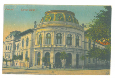 3954 - CRAIOVA, High School Carol I, Romania - old postcard - used foto