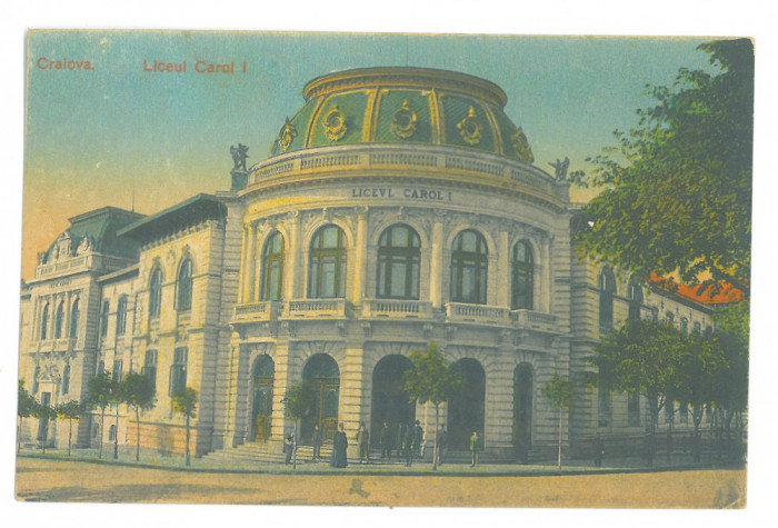 3954 - CRAIOVA, High School Carol I, Romania - old postcard - used