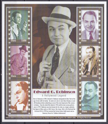 DB1 Holywood Actor Origine Romana Edward G Robinson 2000 Ghana MS MNH foto