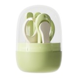 Set 4in1 de Ingrijire Unghii pentru Bebelusi, Cyrax, Cutie de Depozitare Tip Borcan, 0-6 Ani, 10 x 7 x 6 cm, Verde