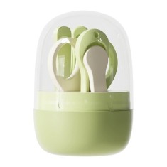 Set 4in1 de Ingrijire Unghii pentru Bebelusi, Cyrax, Cutie de Depozitare Tip Borcan, 0-6 Ani, 10 x 7 x 6 cm, Verde
