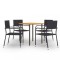 Set mobilier de gradina, 5 piese, negru, poliratan