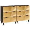 Bufet 2 pcs Negru și Aur 60 x 33 x 75 cm Lemn masiv de mango