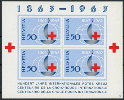 Elvetia 1963 - Crucea Rosie, colita neuzata foto