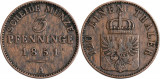 1851 - A - 3 pfenninge - Friedrich Wilhelm IV - Regatul Prusiei