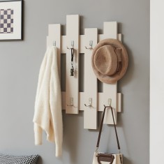 Cuier de perete Raseborg bej 80x60 cm cu 16 carlige, [en.casa]