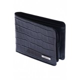 Portofel barbati din piele naturala, design crocodil, negru, 12 x 10 cm, 510CROCON, NANO BELT