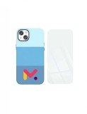 Husa de protectie blue cu armatura pe margini pentru Iphone 14 Pro, piele ecologica si folie de protectie 9H, grosime 0.3 mm