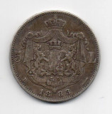 Monedă 5 lei, ARGINT (25 grame) Romania, 1883