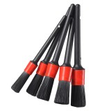 Set de 5 perii pentru detalii auto pentru curatarea interiorului si exteriorului masinii, Diferite dimensiuni si grosimi, Rosu, Oem