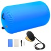 Rulou Gimnastică Gonflabil vidaXL Albastru 100x60cm PVC + Pompă - Cilindru Fitness Yoga Pilates Antiderapant