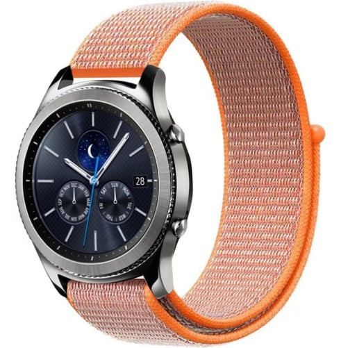 Curea ceas Smartwatch Samsung Galaxy Watch 4, Watch 4 Classic, Gear S2, iUni 20 mm Soft Nylon Sport, Electric Orange