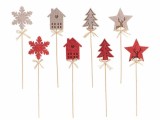 Cumpara ieftin Set 32 decoratiuni Craciun textil lemn multicolor 28 cm