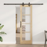 Ușă glisantă vidaXL cu set de hardware &#039;ORKDAL&#039;Lemn masiv și sticlă