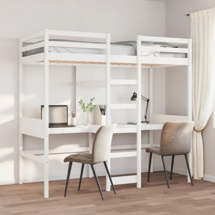 vidaXL Cadru pat supraetajat fără saltea alb 75x190 cm lemn masiv pin
