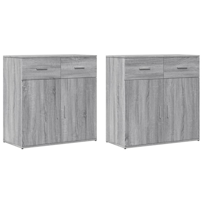 Comode, 2 buc., gri sonoma, 79x38x80 cm, lemn compozit