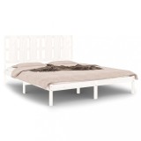 Cadru de pat 5FT King Size, alb, 150x200 cm, lemn masiv