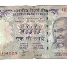 Bancnota India 100 rupees 2014, circulata, stare relativ buna
