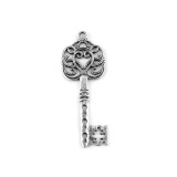 Pandantiv decorativ metalic 21 x 56 mm Cheie platinum, Crisalida