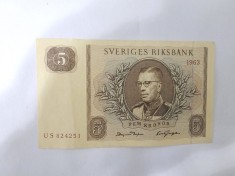 Suedia 5 Kronor 1963 Noua