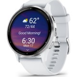 Ceas smartwatch Garmin Venu 3, GPS, Wi-Fi, curea silicon, 45mm, Silver/Whitestone