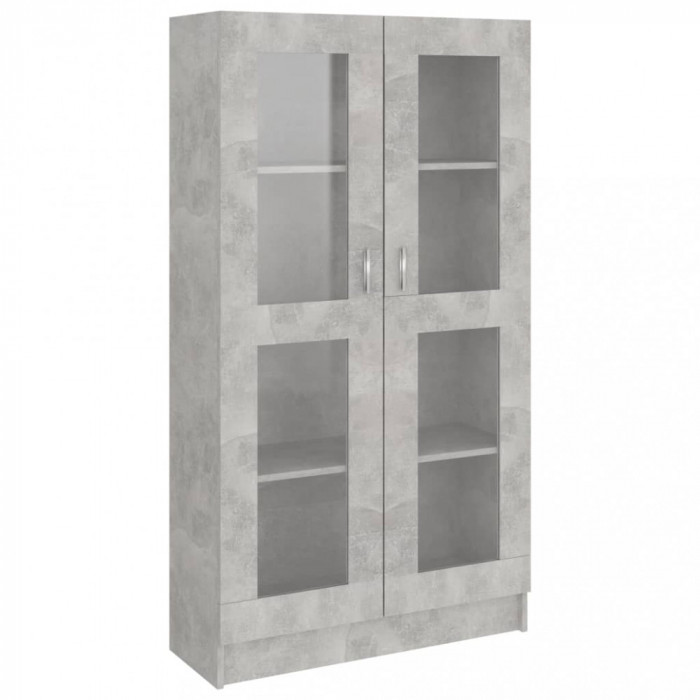 Dulap cu vitrină, gri beton, 82,5 x 30,5 x 150 cm, PAL