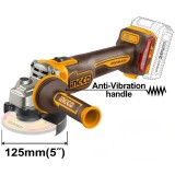 Flex unghiular INGCO CAGLI212027E, 20V, Brushless, 125mm, 1200W, 3000/6000/9000 RPM, filet M14, maner antivibratii, protectie repornire, P20S, fara ac
