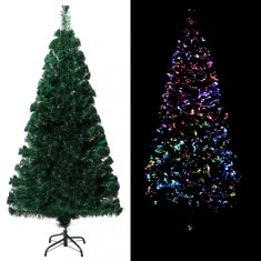 vidaXL Pom de Craciun artificial cu suport, verde, 120cm, fibra optica foto