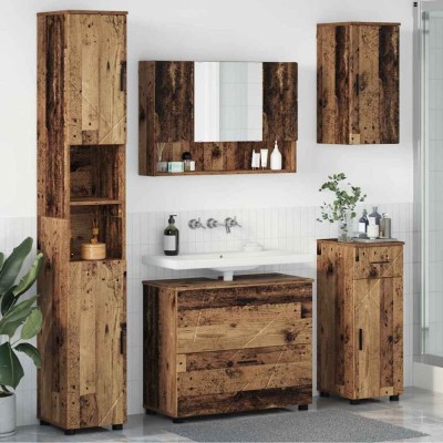 vidaXL Set de mobilier pentru baie 5 pcs Lemn vechi 30 x 35 x 192 cm 3393081 foto