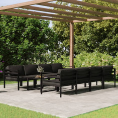 Set mobilier de gradina cu perne, 9 piese, antracit, aluminiu GartenMobel Dekor