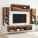 VidaXL Set de 8 Unități TV de Perete cu LED Lemn Vechi din Lemn Prelucrat