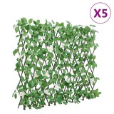 VidaXL Spalier cu iederă artificială extensibil 5 buc. verde 186x30 cm
