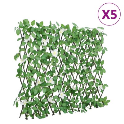 vidaXL Spalier cu iederă artificială extensibil 5 buc. verde 186x30 cm 366591 foto