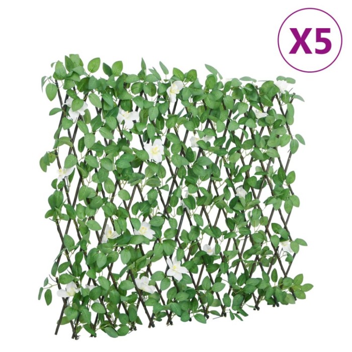 vidaXL Spalier cu iederă artificială extensibil 5 buc. verde 186x30 cm 366591