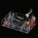 Suport Acrilic Cosmetice, Transparent, 33x21x9cm, 7 Compartimente, Sertar Anti-Alunecare, Oem