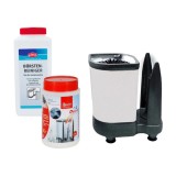 Komplett Set - Gl&auml;sersp&uuml;lger&auml;t Delfin TS 3100, 1-Topf, B&uuml;rstenreiniger, Gl&auml;sersp&uuml;ltabletten