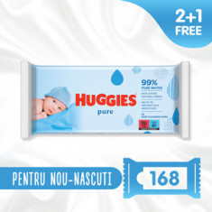 Servetele umede Huggies Pure, 2+1 pachete, 168 buc foto