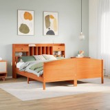 VidaXL Pat cu bibliotecă fără saltea maro 200x200 cm lemn masiv de pin